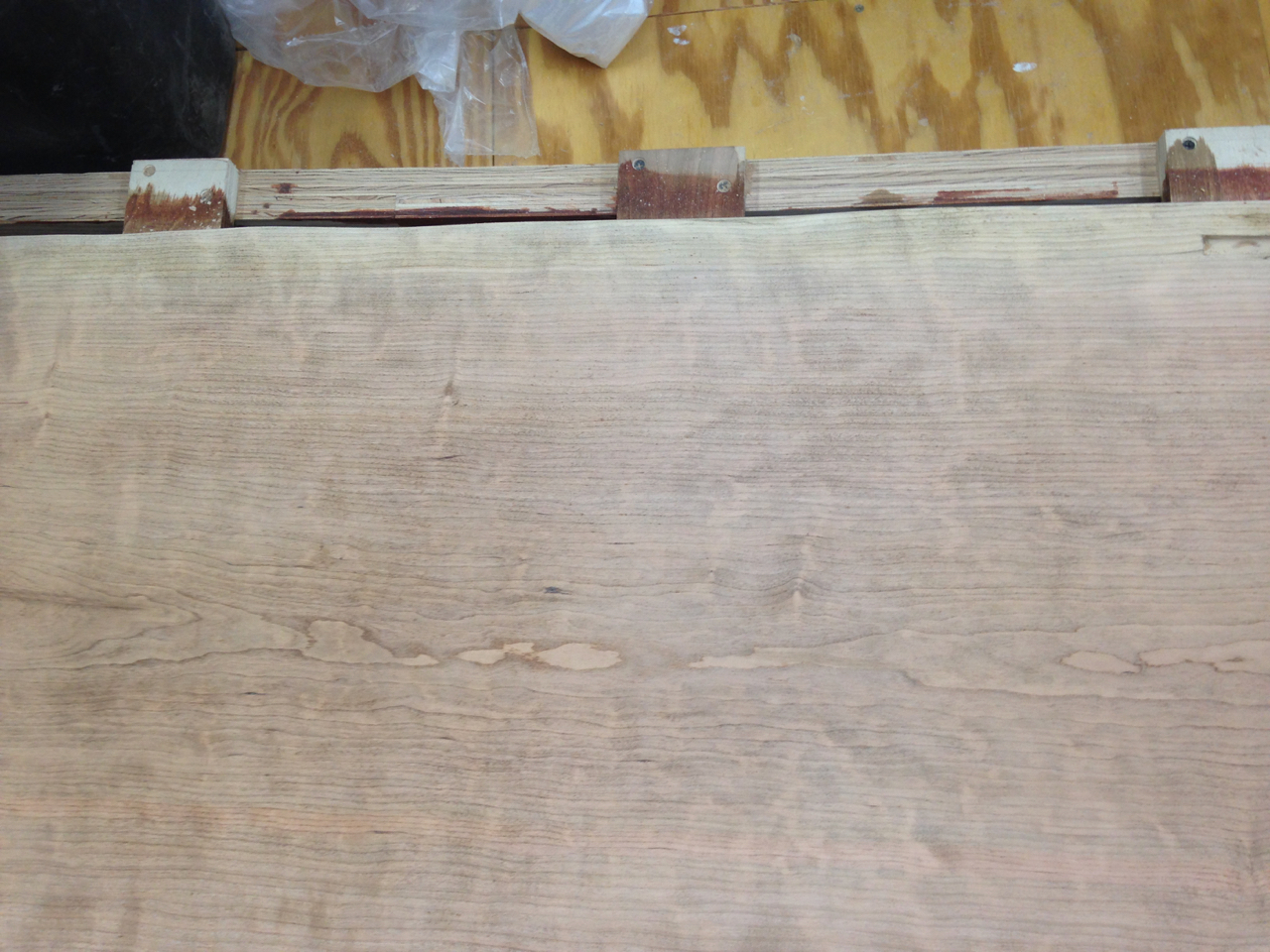 closeup section sanded