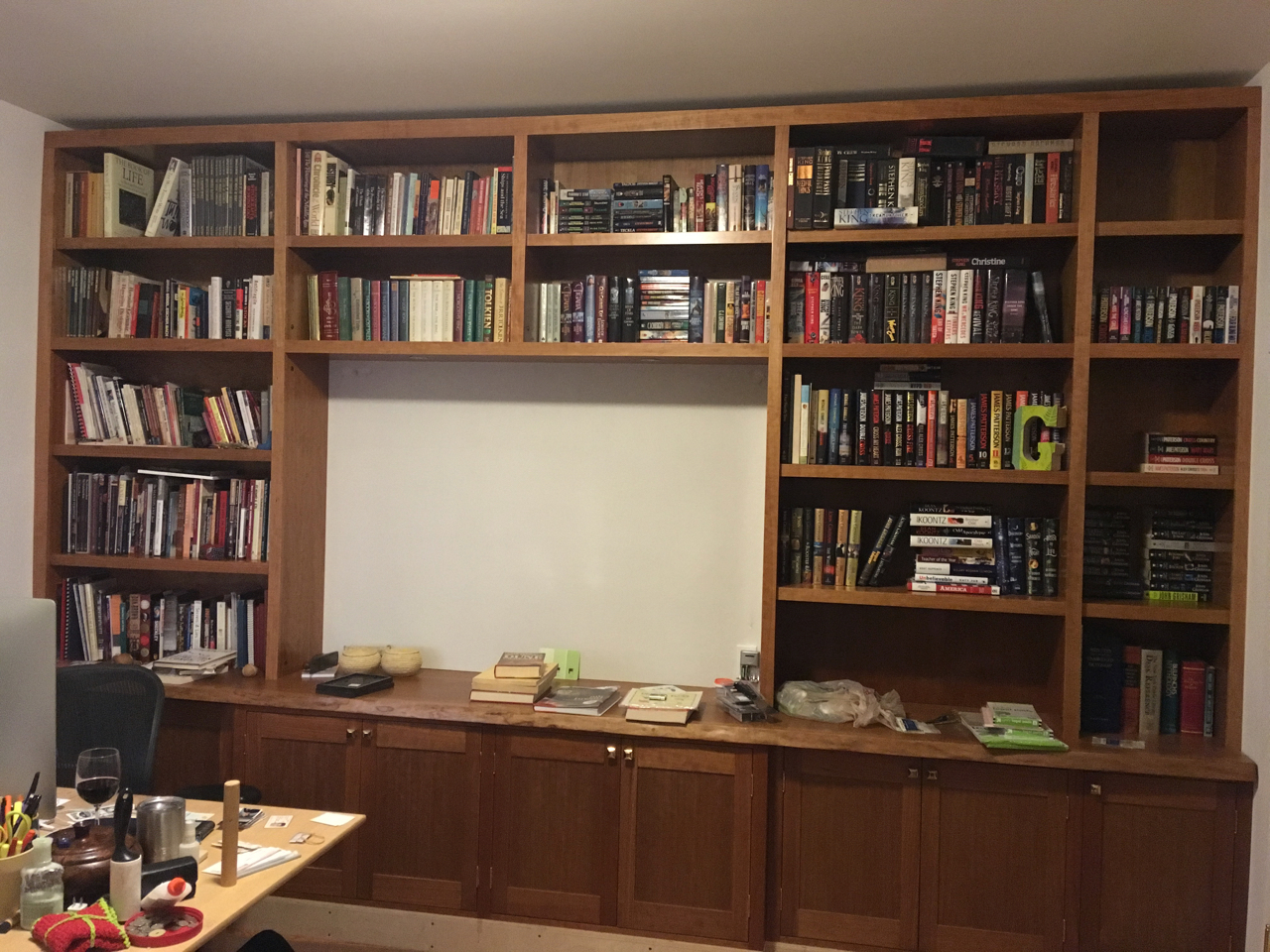 west wall with books and things in place