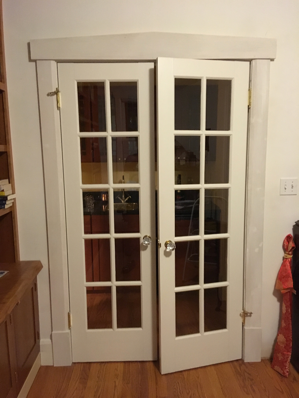 doors to the study with trim in place