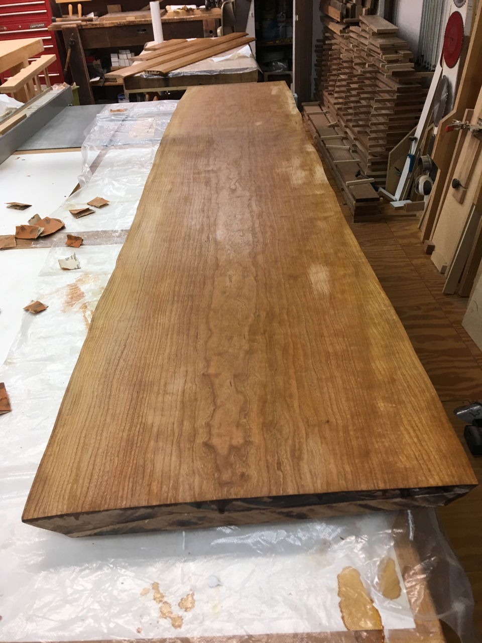 blotchy slab with spot sanding