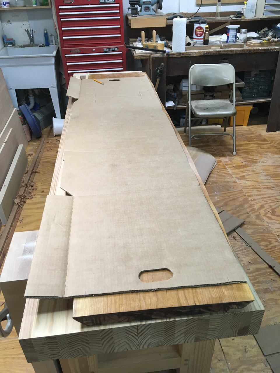 template on window seat slab