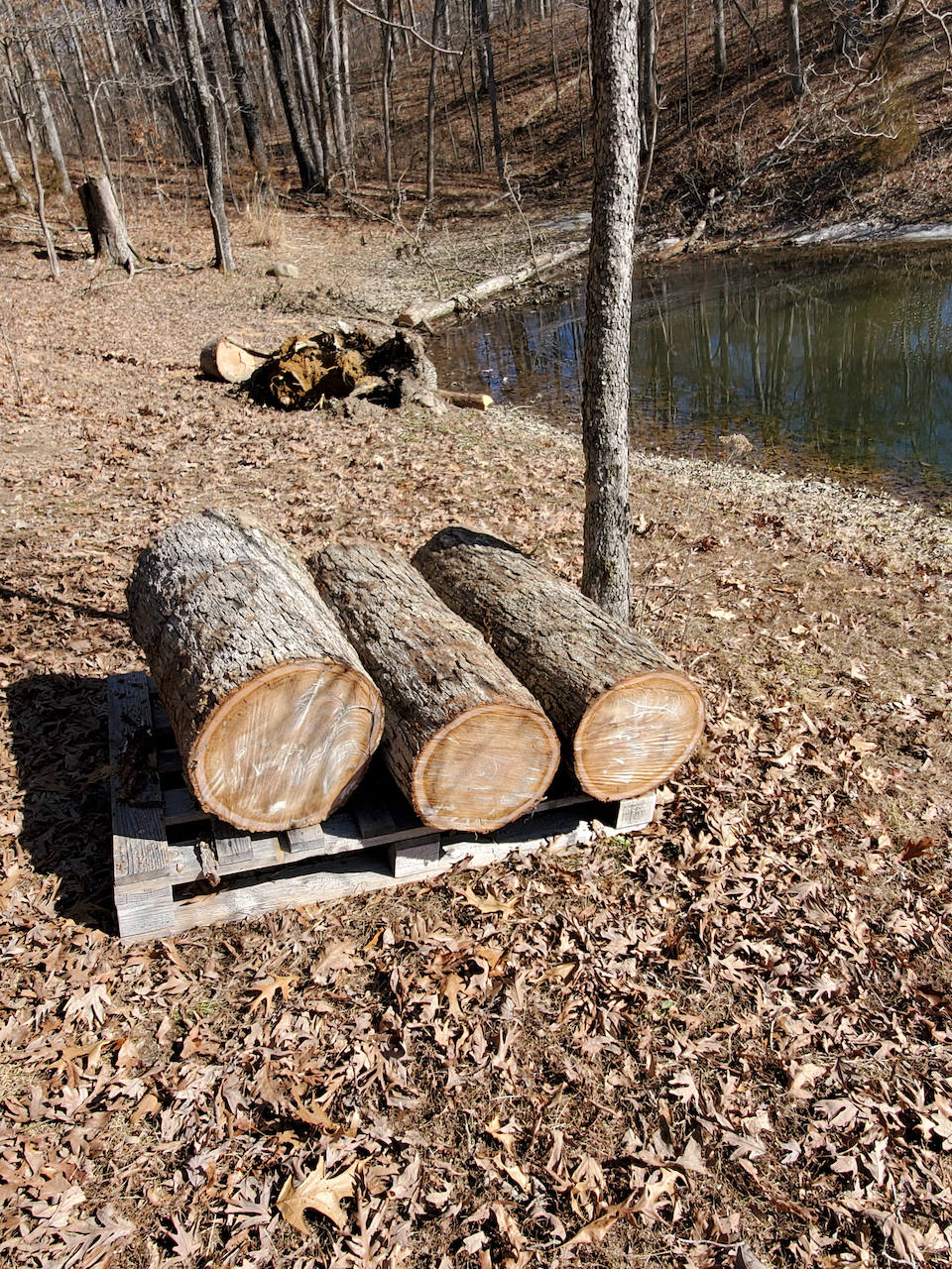 Remaining sections on a pallet to keep them off the ground