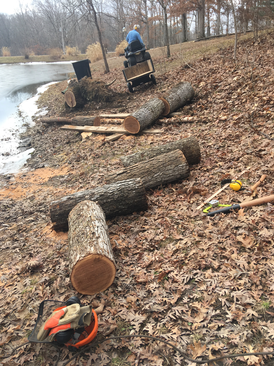 Preparing to haul log sections