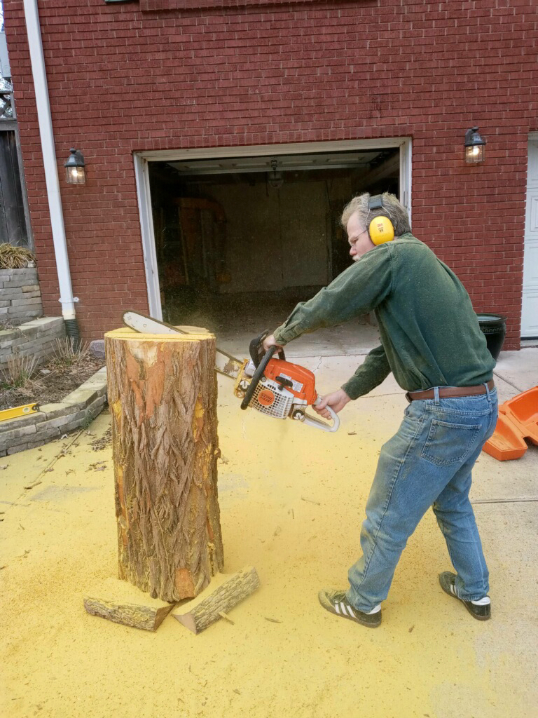 Cutting a slab from the log section