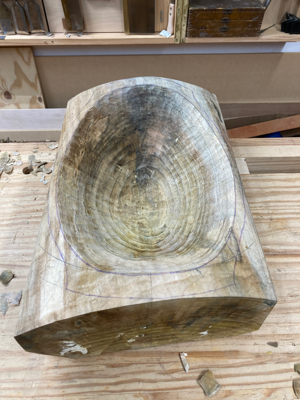 Inside of the bowl roughed in